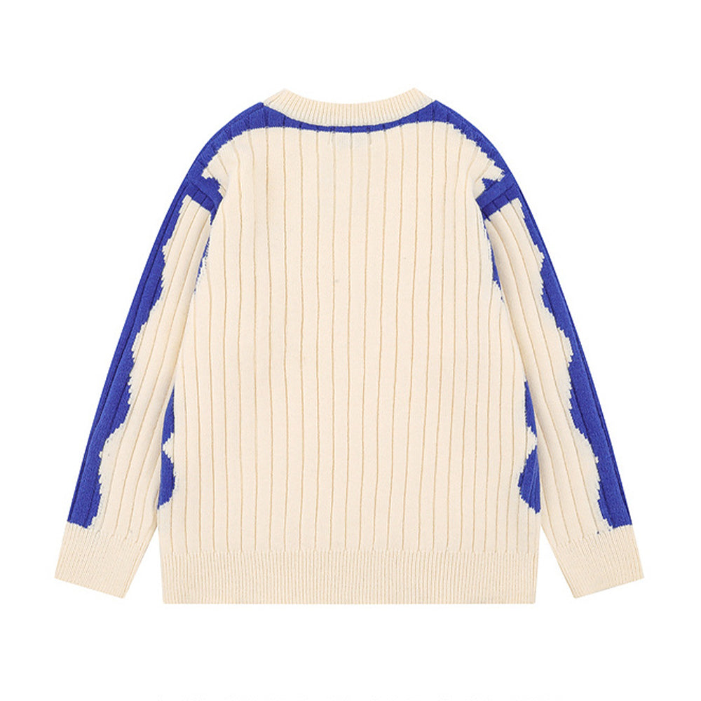 拼色愛心圓領針織衫