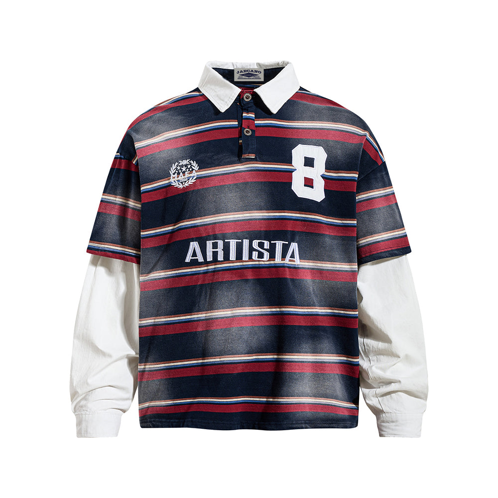 撞色假兩件長袖