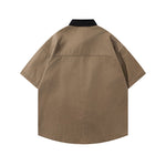 Retro patchwork short-sleeved shirt