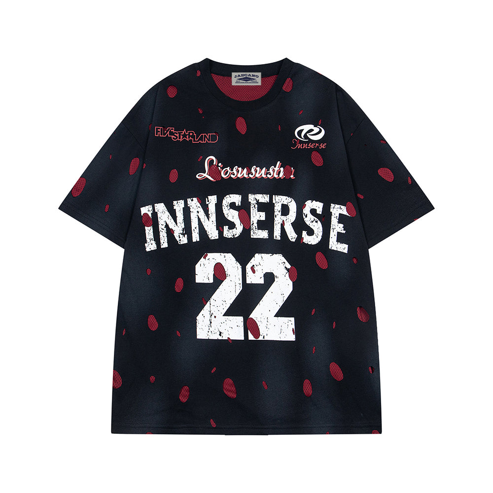 찢어진 통기성 가짜 투피스 저지