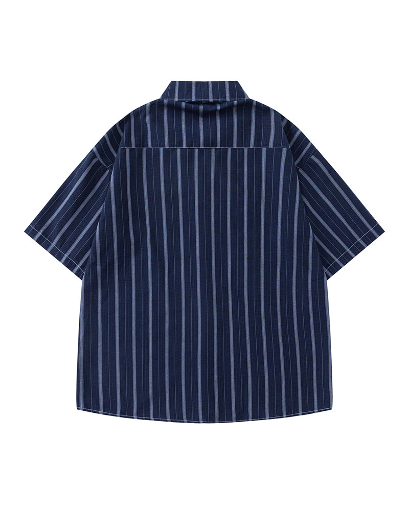 Simple striped short-sleeved shirt