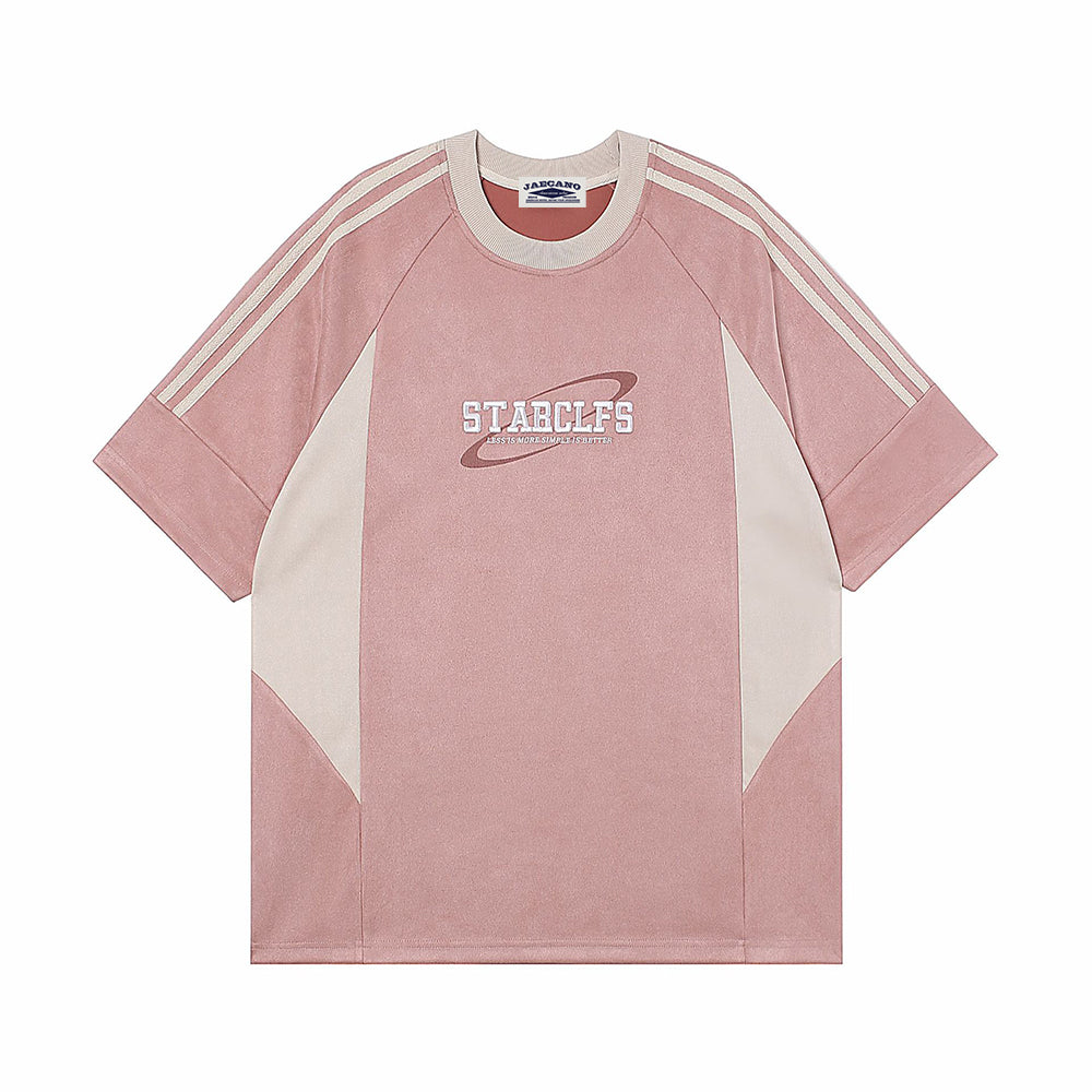 아메리칸 레트로 패치워크 대비 반소매