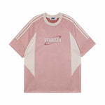 아메리칸 레트로 패치워크 대비 반소매