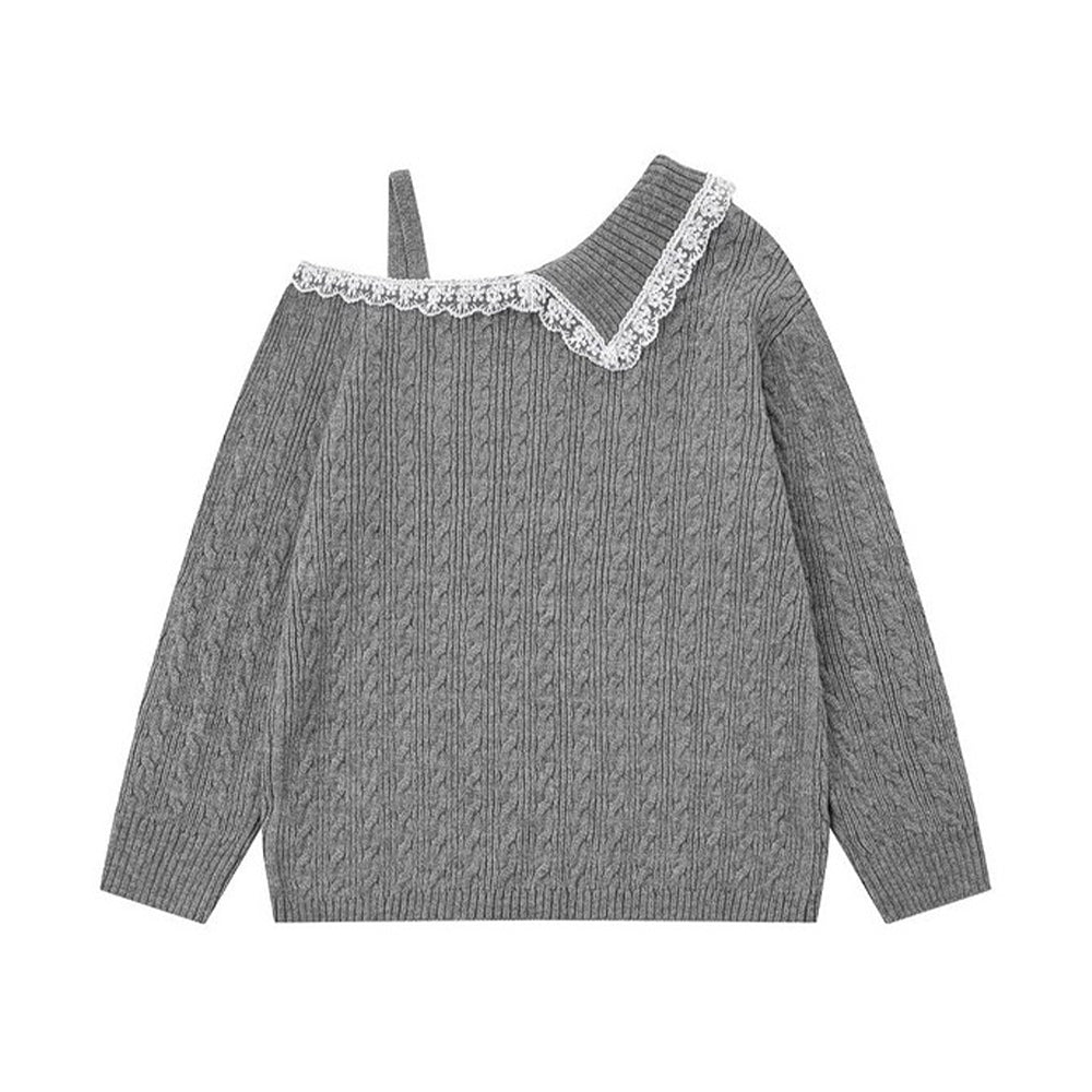 레이스 패널 니트 스웨터(여성용)