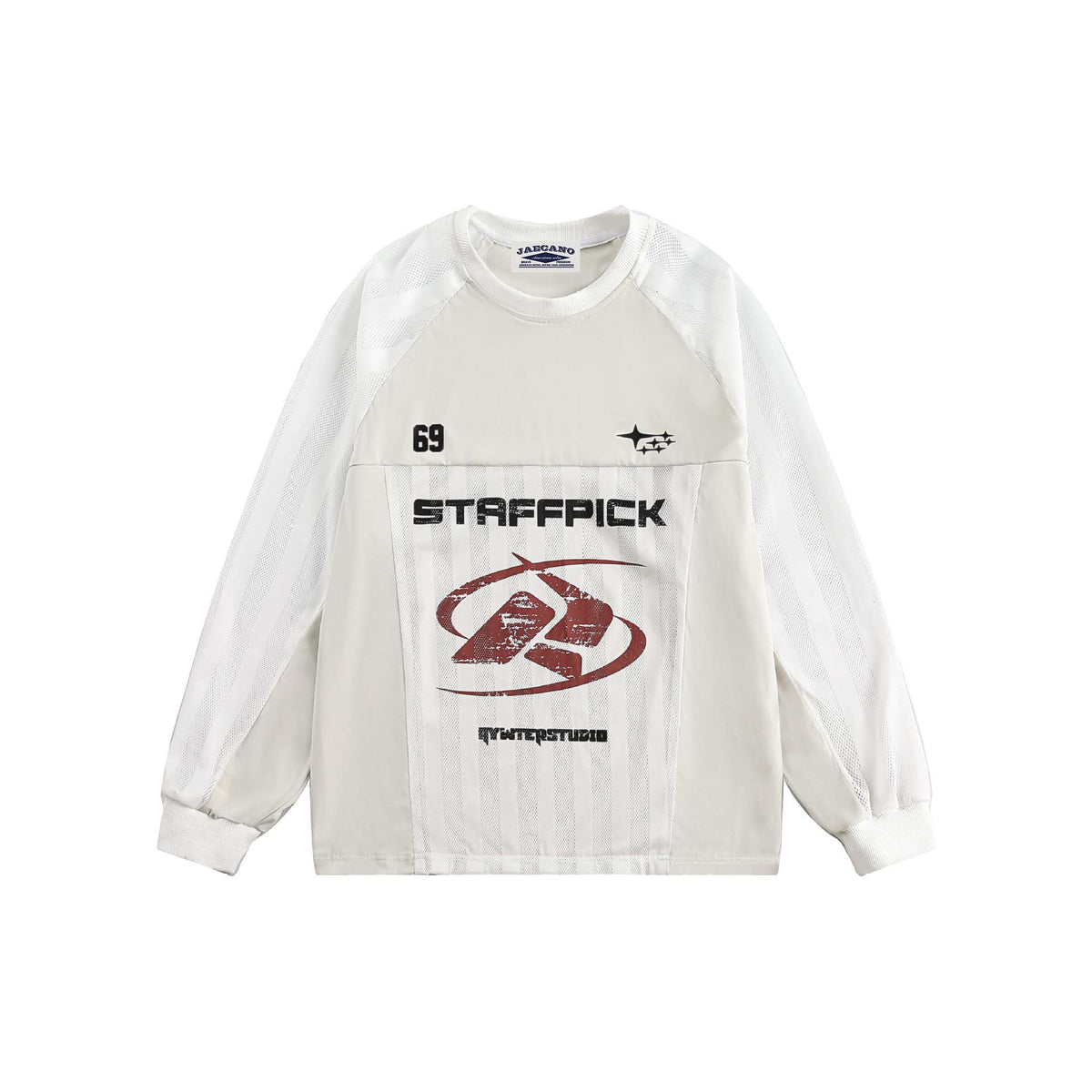 Retro patchwork round neck long sleeves