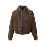 Retro-style short coat with fur collar