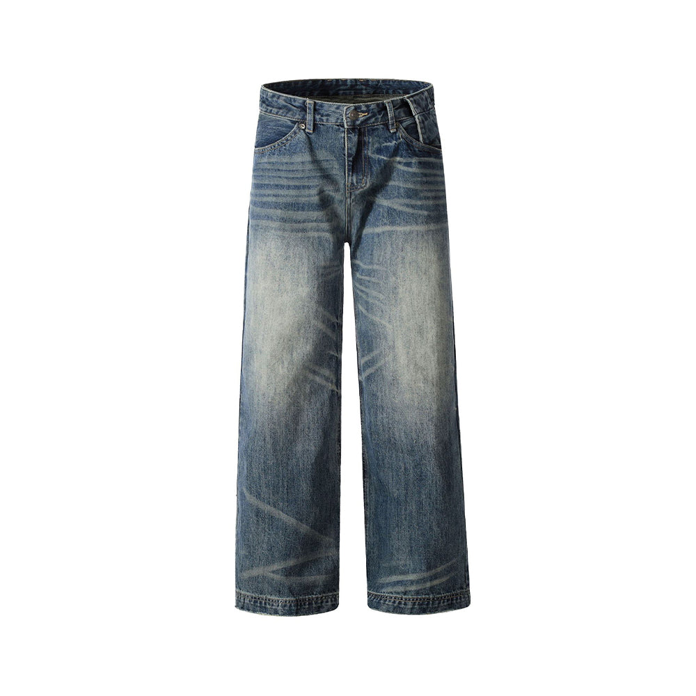 Washed straight jeans