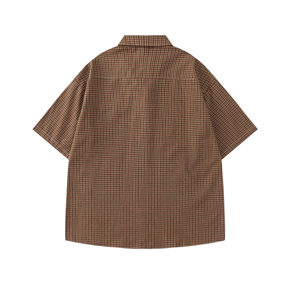 簡約格紋短袖襯衫