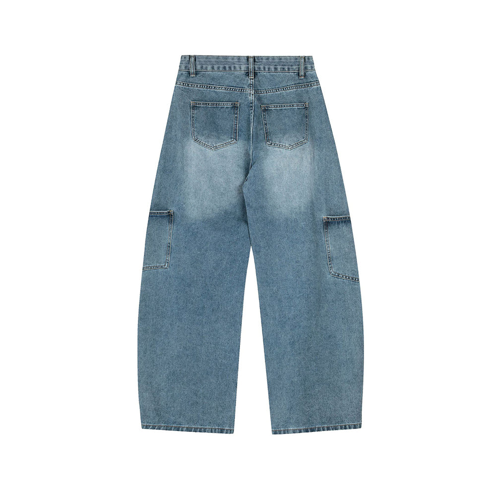 復古水洗牛仔長褲