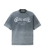 Retro washed denim short-sleeved shirt