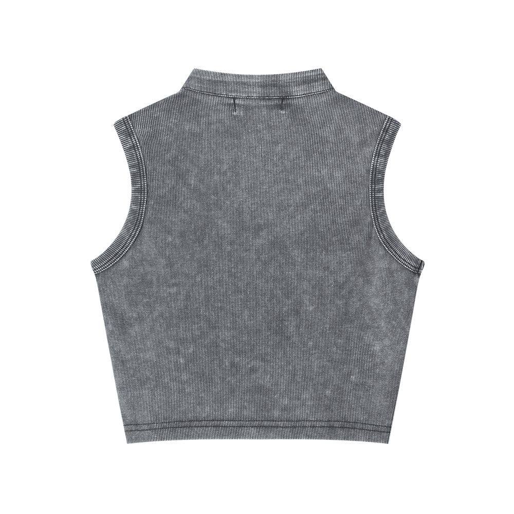 Distressed printed vest (women's)