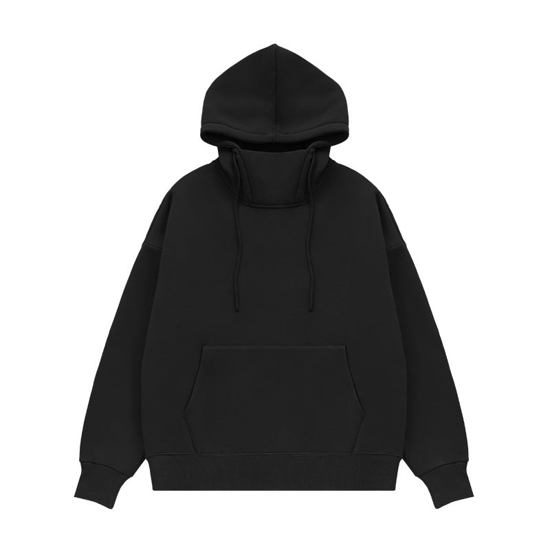 Retro half turtleneck hooded sweatshirt