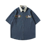 Retro contrast short-sleeved shirt