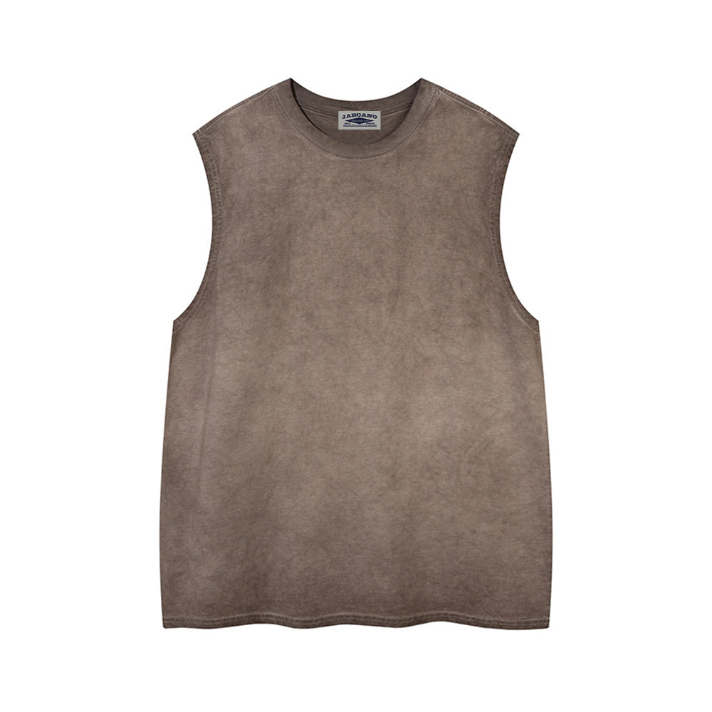 Washed solid color sleeveless vest