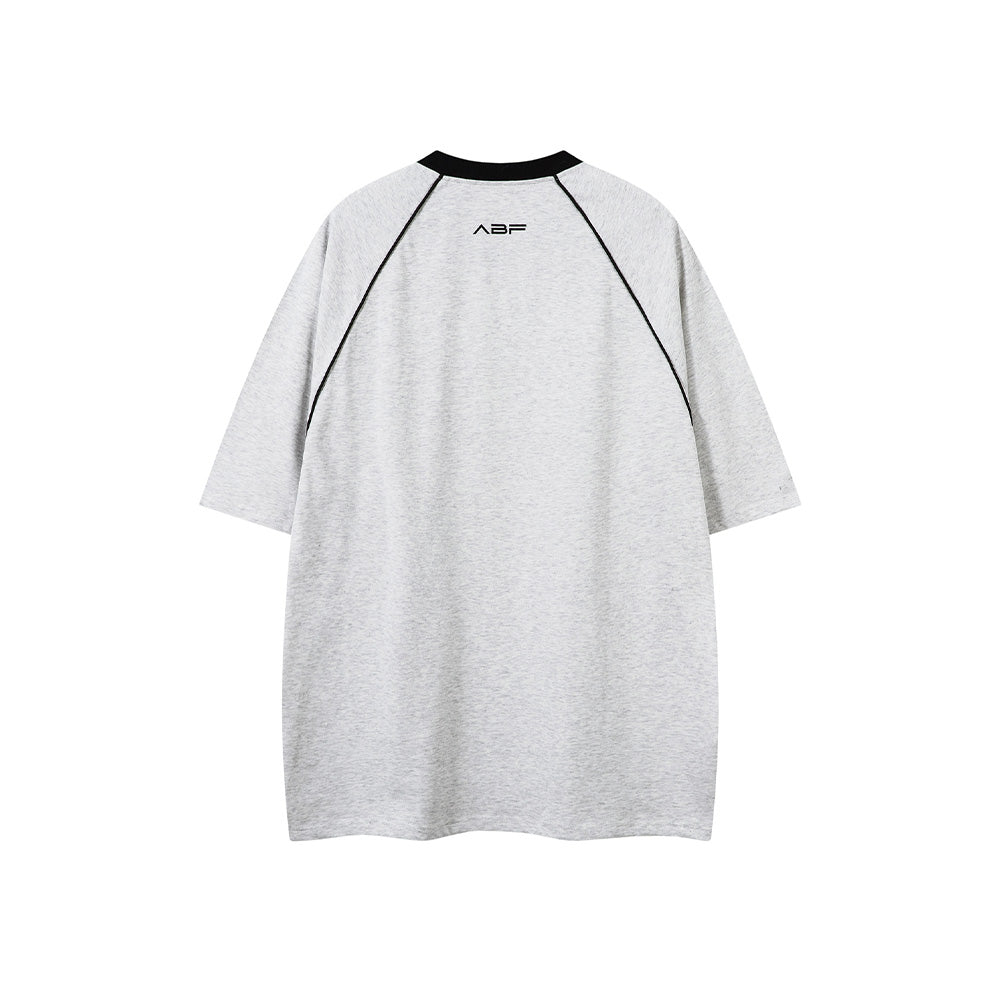 Lettering print half-zip short sleeves