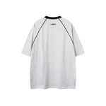 Lettering print half-zip short sleeves