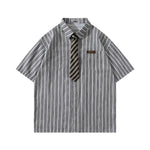 Striped Tie Short Sleeve Shirt