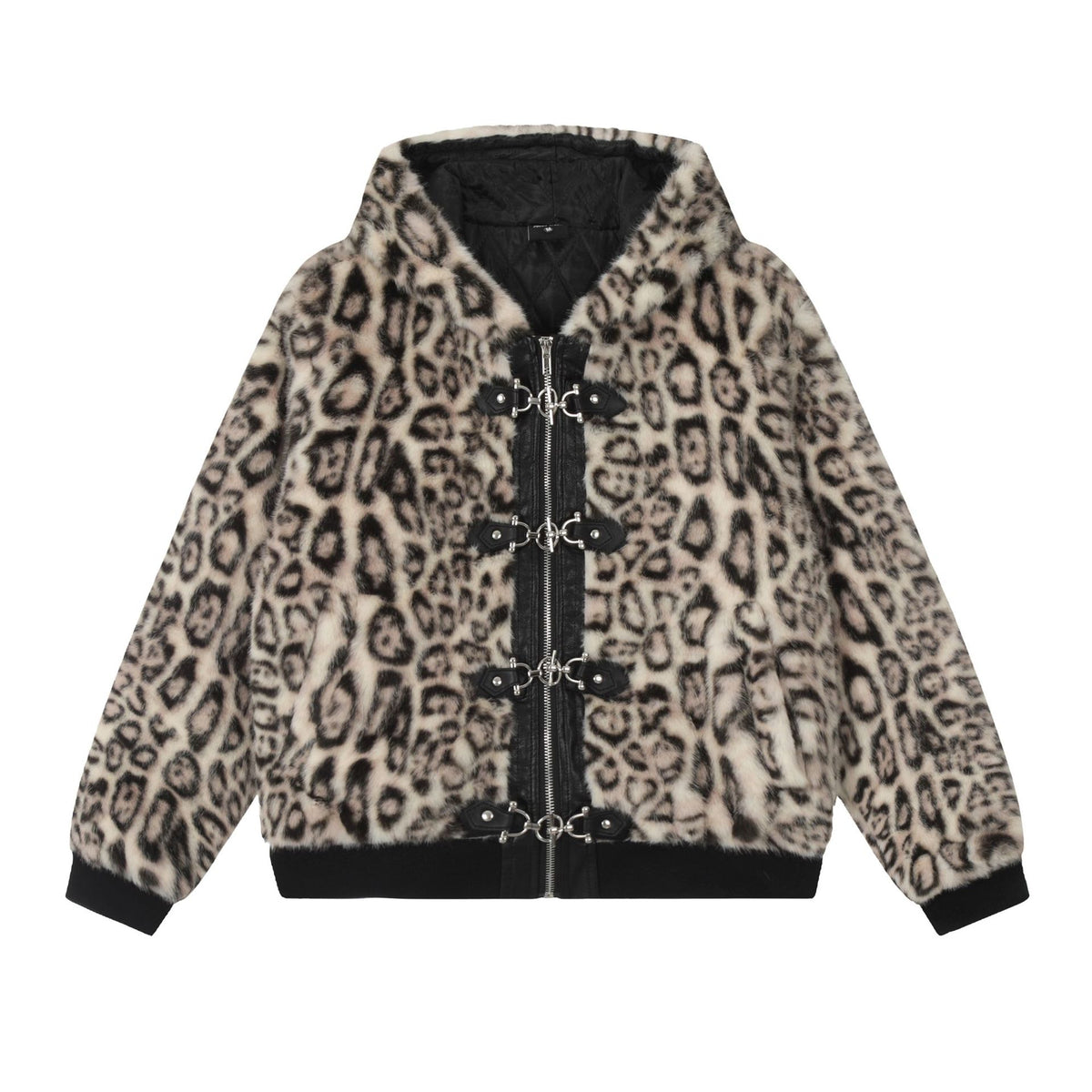 Vintage leopard print cotton hooded jacket