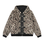Vintage leopard print cotton hooded jacket