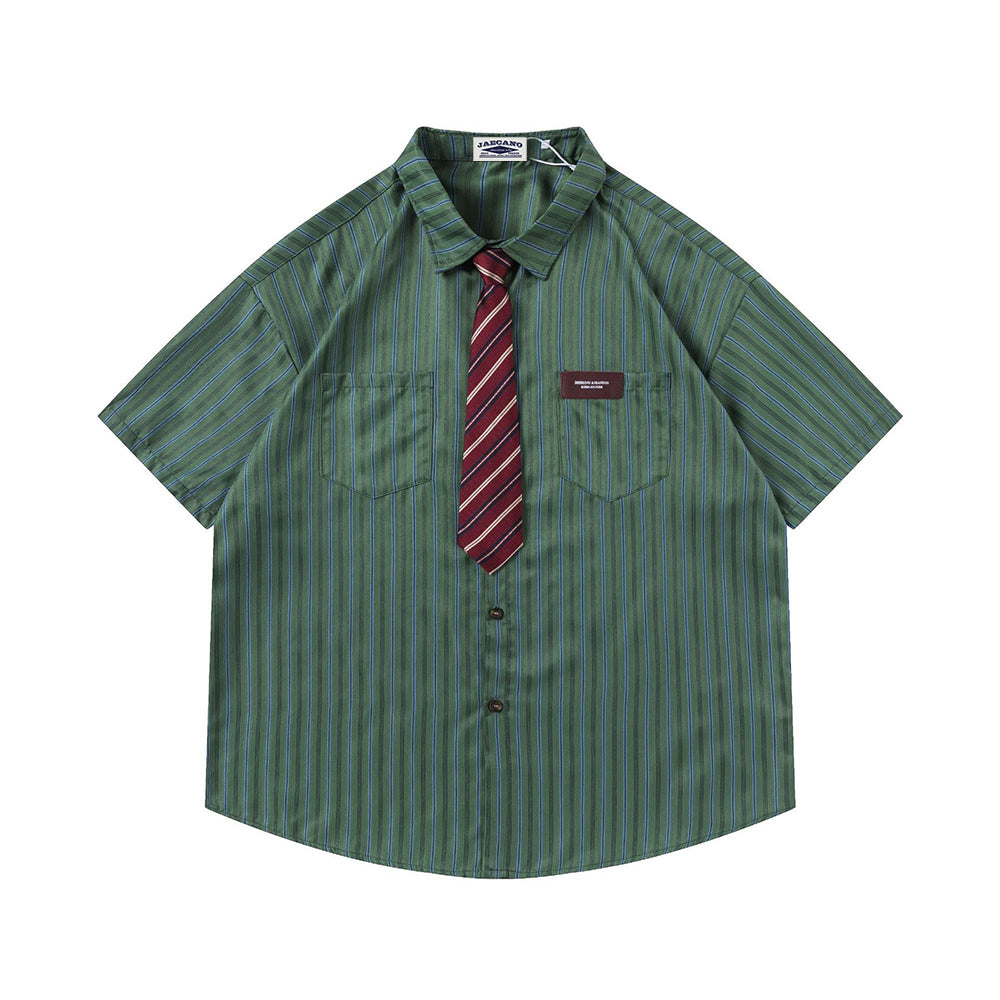 Striped shirt with vintage tie