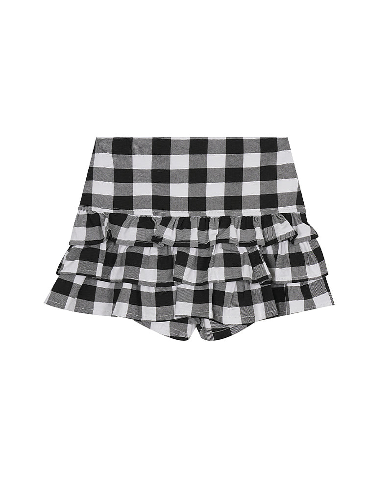 Multi-layered patchwork short skirt