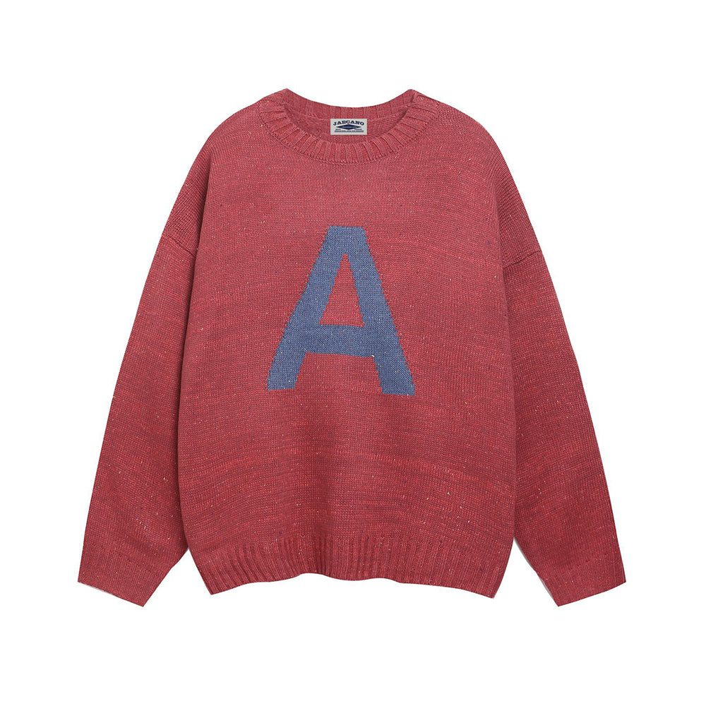 慵懶字母圓領毛衣