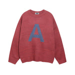 慵懶字母圓領毛衣