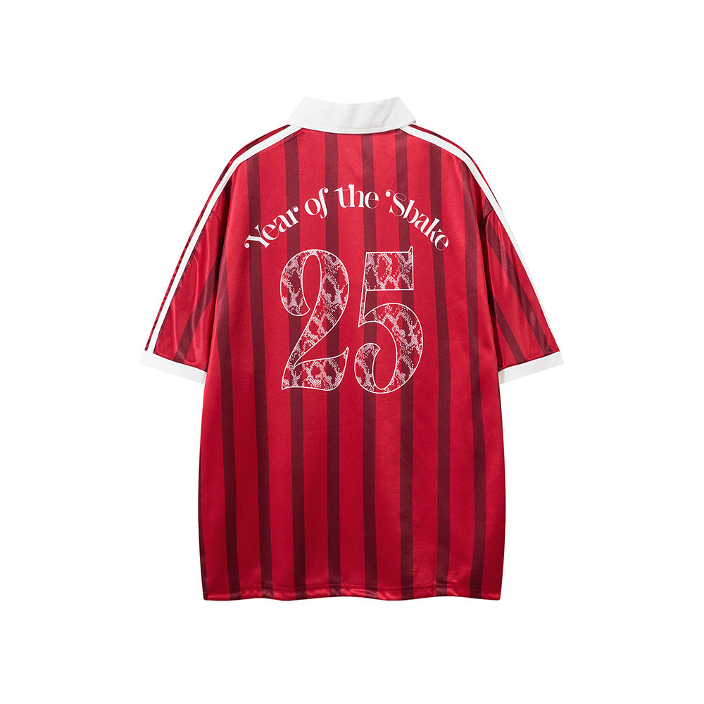 레트로 대비 스트라이프 반소매