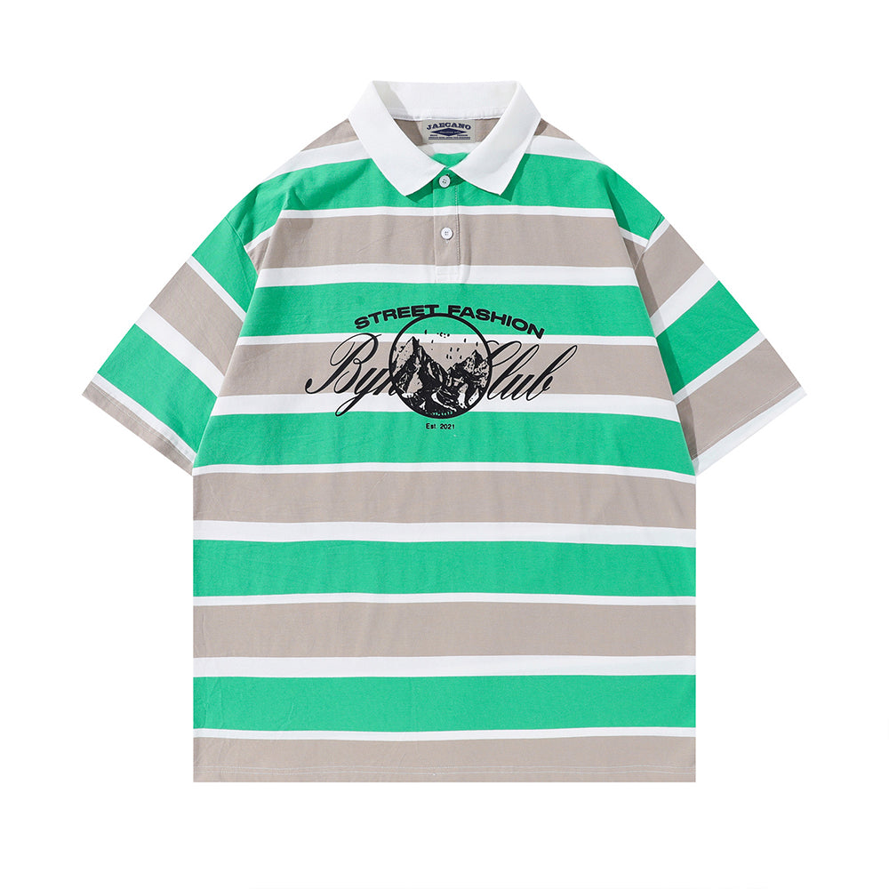 레트로 대비 스트라이프 반소매