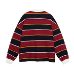 條紋撞色翻領衛衣