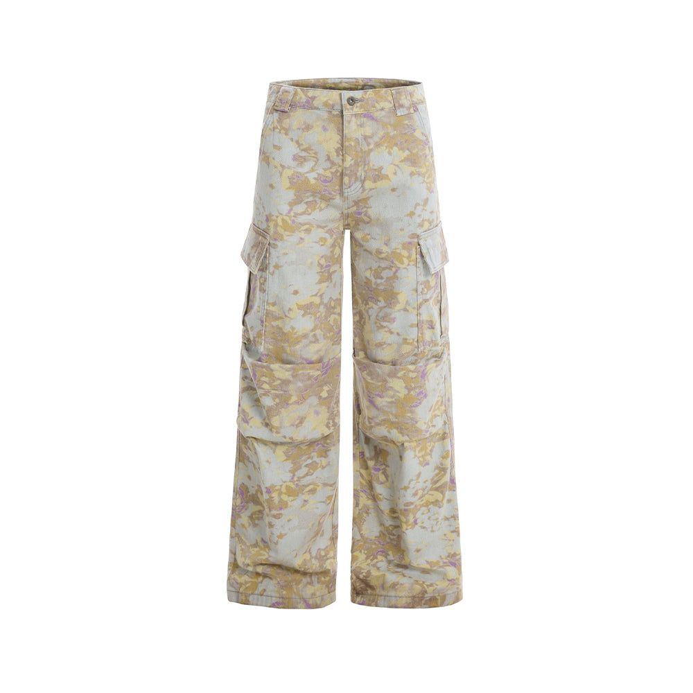 Wide-leg camouflage trousers