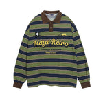 復古撞色條紋polo長袖