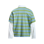 Color-blocked faux two-piece long-sleeved top