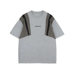 대조적인 컬러 스티칭 짧은 소매