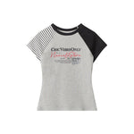 레트로 콘트라스트 프린트 반소매