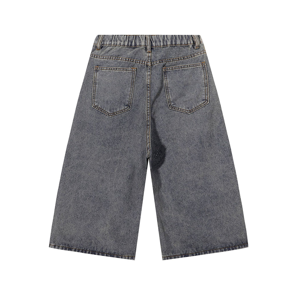 Puppy Embroidered Cropped Shorts