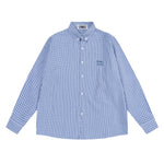 레트로 루즈 블루 체크 무늬 셔츠