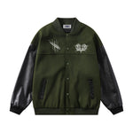 Retro contrast color patchwork embroidered baseball jersey