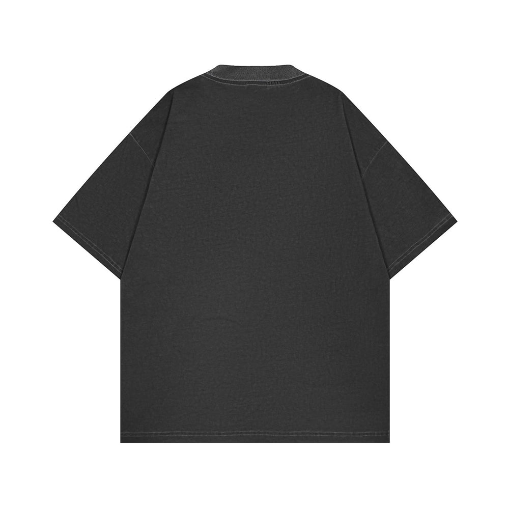 레트로 프린트 라운드넥 반팔