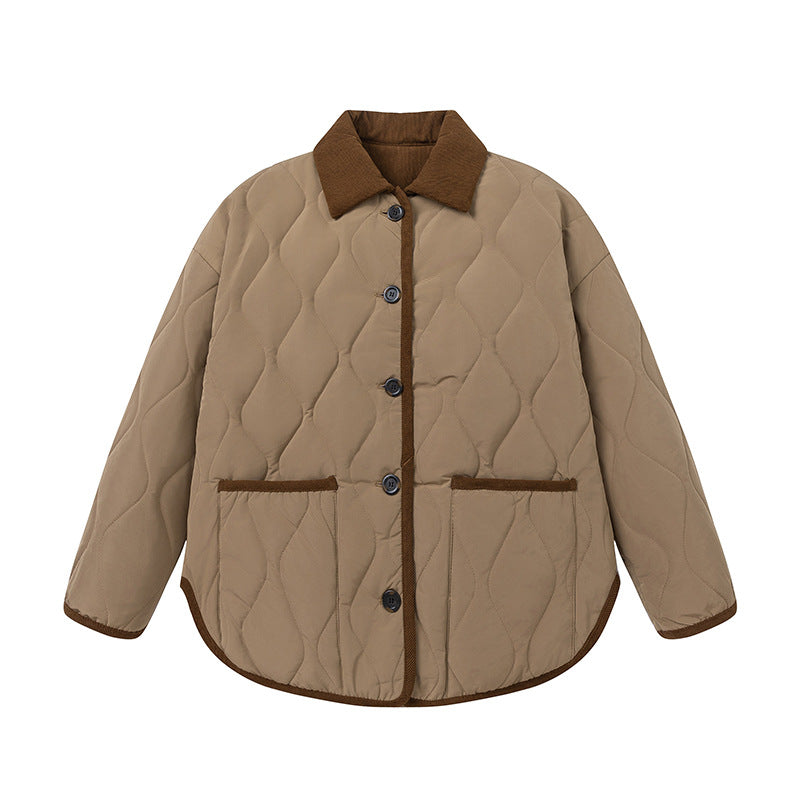 Retro contrast color simple cotton jacket