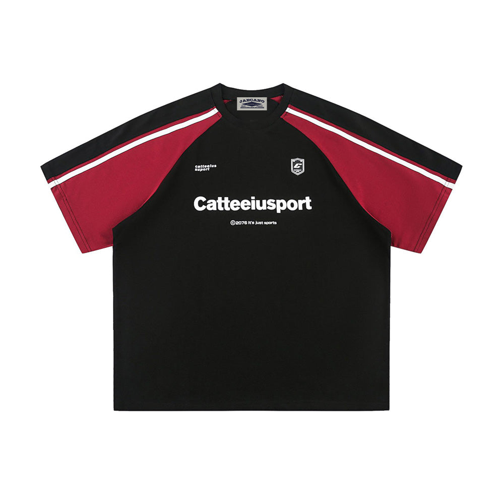 Colorblocked round neck short sleeves