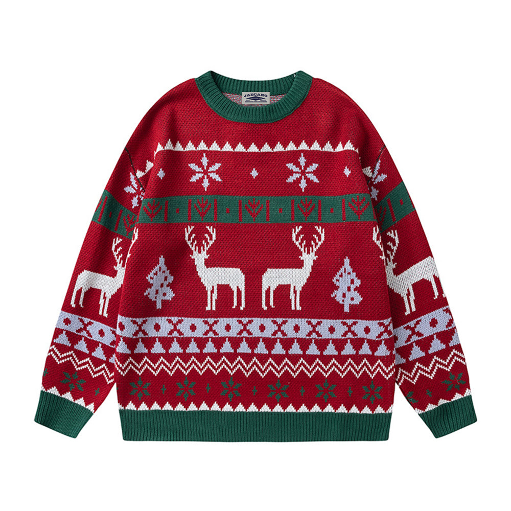 復古情侶聖誕拼色毛衣