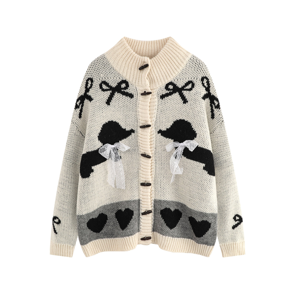 Retro cute bow cardigan sweater
