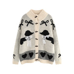 Retro cute bow cardigan sweater