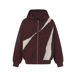 Unique color-blocked hooded sweatshirt jacket
