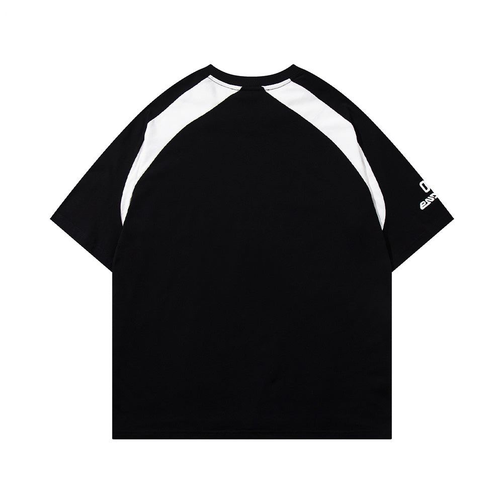 스포츠 스타일 패치워크 반팔