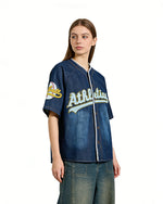 Retro denim short-sleeved shirt