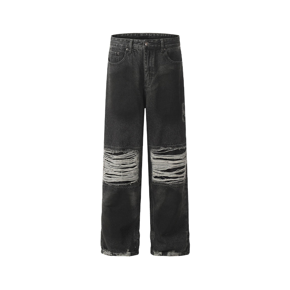 做舊直筒牛仔褲