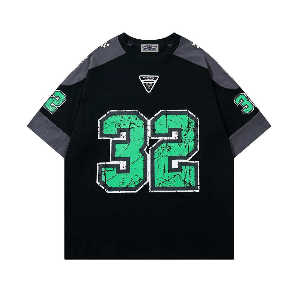 Contrast color printed short sleeves