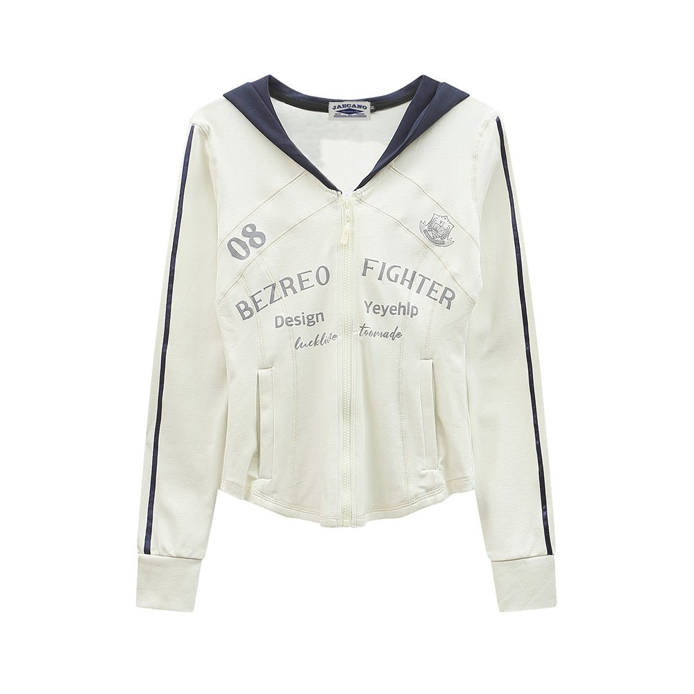 레트로 스포츠 컬러 블록 지퍼 긴팔